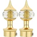 Natural 40mm Crystal Diamond Aluminium Curtain Bracket Only Curtain Finials to Attache in Any Size of Rod. (1 Pair, Gold)