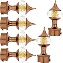 Natural 40mm Crystal Diamond Aluminium Curtain Bracket Only Curtain Finials to Attache in Any Size of Rod. (3 Pair, Brown)