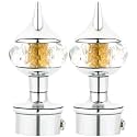 Natural 40mm Crystal Diamond Aluminium Curtain Bracket Only Curtain Finials to Attache in Any Size of Rod. (1 Pair, Chrome)