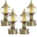 Natural 40mm Crystal Diamond Aluminium Curtain Bracket Only Curtain Finials to Attache in Any Size of Rod. (2 Pair, Antique-Brass)