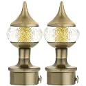 Natural 40mm Crystal Diamond Aluminium Curtain Bracket Only Curtain Finials to Attache in Any Size of Rod. (1 Pair, Antique-Brass)