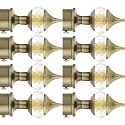 Natural 40mm Crystal Diamond Aluminium Curtain Bracket Only Curtain Finials to Attache in Any Size of Rod. (4 Pair, Antique-Brass)
