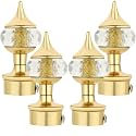 Natural 40mm Crystal Diamond Aluminium Curtain Bracket Only Curtain Finials to Attache in Any Size of Rod. (2 Pair, Gold)