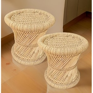natural amp handmade bamboo stool beige color wave design 2 13x13