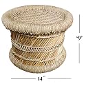 Natural &amp; Handmade Bamboo Stool Beige Color Wave Design with Size of-1, 14X9
