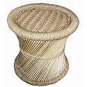 Natural & Handmade Bamboo Stool Beige Color Wave Design with Size of-14X14