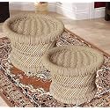 Natural & Handmade Bamboo Stool Beige Color Wave Design with Size of- 2, 14X9
