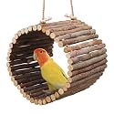 Natural Apple Wood Parrot Hammock & Tree Caves - Bird Cage Accessories for Little Bird, Parakeets, Cockatiels, Lovebirds & Hamsters (6.49" Diameter)