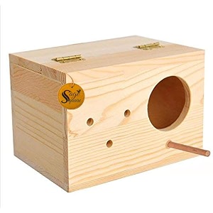 natural breeding box for medium size birds parrots cockatiels etc with perch attached