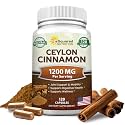 Natural Ceylon Cinnamon 1200mg Per Serving - 120 Capsules, True Cinnamon from Sri Lanka, Extract Supplement Pills Promotes Heart Health