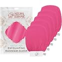 Natural Elephant Exfoliating Hammam Glove | Authentic Moroccan Kessa Body Scrub Mitt for Spa-Quality Skin Renewal | Pink Tulip 5 Pack