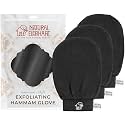 Natural Elephant Exfoliating Hammam Glove | Authentic Moroccan Kessa Body Scrub Mitt for Spa-Quality Skin Renewal | Pure Black 3 Pack