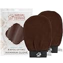 Natural Elephant Exfoliating Hammam Glove | Authentic Moroccan Kessa Body Scrub Mitt for Spa-Quality Skin Renewal | Chocolate Brown 2 Pack