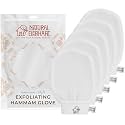 Natural Elephant Exfoliating Hammam Glove | Authentic Moroccan Kessa Body Scrub Mitt for Spa-Quality Skin Renewal | Pearl White 5 Pack