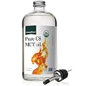 Natural Force Organic Pure C8 MCT Oil – Liquid MCT Oil in Glass Bottle Container – Concentrated Caprylic Acid – Keto, Paleo, Kosher, Vegan &amp; Non-GMO – Lab Tested for Quality and Purity, 32 Ounce