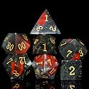 Natural Gemstone DND Dice Set,7 Pcs Handmade Red Bloodstone Gem Dice, Polyhedral Stone D&D Dice