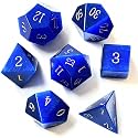 Natural Gemstone DND Dice Set,7 Pcs Blue Cat's Eye Gemstone Handmade Polyhedral D&D Dice with Gift Metal Box for Dungeons and Dragons MTG Role Playing Games (Blue Cat's Eye Gemstone)