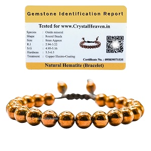 crystal heaven certified natural healing bracelet for women men - aaa grade original healing gemstone adjustable bracelet for yoga reiki meditation feng shui copper hematite