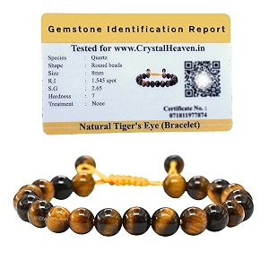 certified tiger eye agate bracelet for women men with healing crystal
