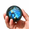 Natural Labradorite Crystal Ball 2-2.4 inch with Stand, Gemstone Sphere
