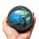 Natural Labradorite Crystal Ball 2.4-2.8 inch with Stand, Gemstone Sphere