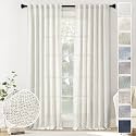Natural Linen Curtains 108 Inches Long for Living Room 2 Panel Set Back Tab Pocket Light Filtering Privacy Semi Sheer Flax Linen Curtains Cream Boho Drapes Floor to Ceiling Length 9 FT