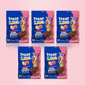 natural remedies treat o39clock strawberry with chicken meat treats- 75 gm morning food snacks sticks cubes for dogs cats and pups of all breeds gluten free with vitamin d3 amp calcium pack of 5