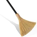 Natural Whisk Sweeping Black Handle Broom - Brooms for Wedding Jumping Ceremony Halloween DIY Decoration - Vietnamese Straw Soft Broom 12.2" Width, 27.95" Length