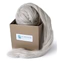 Natural Wool roving, 8 OZ. Best for Needle Felting, handcrafts and Spinning. Natural Colours, un-Dyed. (Gray Sand, 8 oz)