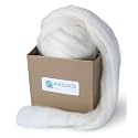 Natural Wool roving, 8 OZ. Best for Needle Felting, handcrafts and Spinning. Natural Colours, un-Dyed. Wool Yarn, Felting Core, Carded Stuffing White Ecru, 8 oz