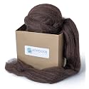 Natural Wool roving, 8 OZ. Best for Needle Felting, handcrafts and Spinning. Natural Colours, un-Dyed. (Brown Dark Chocolate, 8 oz)