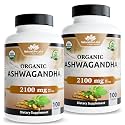 NaturaLife Labs Organic Ashwagandha 2100 mg per Serving – Full Spectrum Root Powder and Standardized Extract (Withanolides) – 100 Capsules – Vegan – Non-GMO, Gluten-Free (2 Pack)