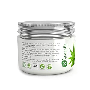 naturalis essence of nature aloe vera gel with tea tree  vitamin c amp e for skin  helps to repair and smoothens hair  relax and renew your skin and scalp 300g