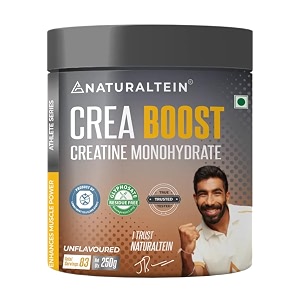 naturaltein creatine monohydrate unflavoured 250 grams 83 servings boosts strength endurance amp muscle recovery  no fillers no preservativesfast recoveryincreases muscle mass
