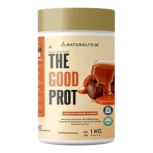 naturaltein the good prot 1 kg chocolate caramel  22g protein per serving  no artificial flavors  clean amp natural protein blend  plant amp whey protein mix