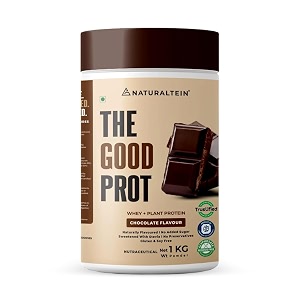naturaltein the good prot  1 kg chocolate  22 g protein per serving  no artificial flavours  plant amp whey protein blend  naturally sourced protein for strength amp recovery