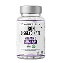 NATURALTEIN Iron Bisglycinate with Vitamin C – 60 Tablets | 19 mg Elemental Iron | Gentle on Stomach | Supports Men’s Energy, Strength &amp; Healthy Blood Levels
