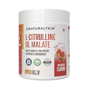 naturaltein citrulline malate 21  watermelon flavour  nitric oxide booster for bigger pumps amp workout performance  100g 25 servings  supports strength amp endurance