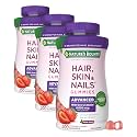 Nature's Bounty Optimal Solutions Advanced Hair, Skin and Nails Pectin Gummies, 2X Biotin Per Serving, No Stick Gummy, Vegetarian Formula, Strawberry Flavor, 200 ct, 100 Total Servings (Pack of 3)
