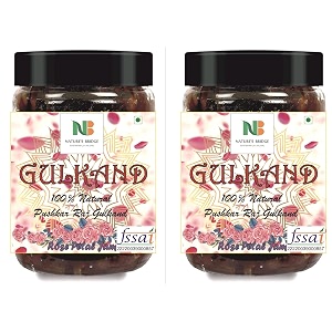 nature39s bridge natural gulkand  pure sun-cooked damask rose petals amp rock sugar  digestive amp natural coolant  no artificial flavors  pushkar raj gulkand  rosepetal jam - 400 gm x 2 jar
