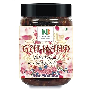 nature39s bridge premium gulkand  rose petal jam  pure sun-cooked damask rose petals amp rock sugar  digestive amp natural coolant  no artificial flavors  pushkar raj gulkand - 400 gm jar