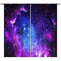 Space Curtains W42 x L84 Inch Kids Galaxy Purple Pink Blue Nebula Universe Outer Space Starry Stars Rod Pocket Print Pattern Window Drapes for Boys Girls Teen Bedroom Playroom Inch 2 Panels