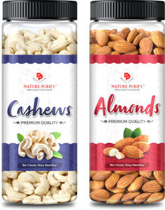 nature purify dry fruits combo almond 180g  cashew 150g can pack- premium quality almonds 2 x 175 g