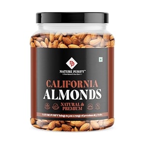 nature purify natural premium almonds 1kg badam giri  high in fiber amp boost immunity  real nuts  whole natural dry fuits festive gift