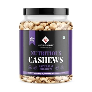 nature purify premium cashew nuts 250gm  kaju nut dry fuits  natural amp crunchy premium whole cashews  gluten-free healthy snack  nutritious amp delicious festive gift