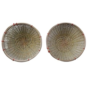 nature touch balcooa bamboo fruit amp vegetable basket brown inside 30 cm diameter - multipurpose - chapati- paratha - roti- hand crafted natural bamboo gift- 1nos