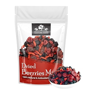nature yard berries mix without sugar - mix of dried cranberry blueberry goji berry amp strawberry dry fruits - antioxidant rich unsweetened berry 150 gm