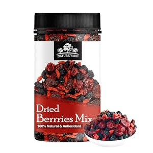 nature yard berries mix without sugar - mix of dried cranberry blueberry goji berry amp strawberry dry fruits - antioxidant rich unsweetened berry 250 gm