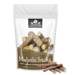 nature yard mulethi stick organic for eating - 100 gm - licorice rootyastimadhuglycyrrhiza glabra sticksfor hair growth and face -100 natural amp antioxidant