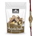NATURE YARD Mulethi Stick Organic for Eating - 200 Gm - Rakhi Gift For Brother- Designer Golden Stone Rakhi Gifting Set (200gm + 1 Rakhi)